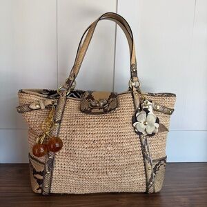 Coach Python Straw Natalie Tote Bag